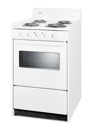 Summit WEM110W 20" Electric Coil Top Range with Window, Low 23.2A Draw and Storage Drawer 