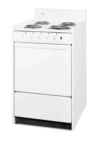 Summit WEM1171Q 20" ADA and HUD Qualified Electric Coil Top Range with Cord and Individual Burner Lights 