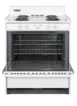 Summit WEM210 30" Electric Coil Top Range with Low 23.2A Draw and Storage Drawer in White