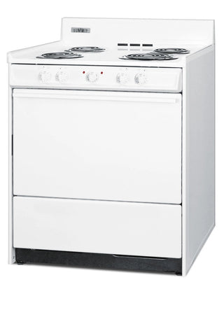 Summit WEM210 30" Electric Coil Top Range with Low 23.2A Draw and Storage Drawer in White