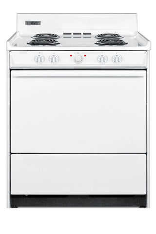 Summit WEM210 30" Electric Coil Top Range with Low 23.2A Draw and Storage Drawer in White