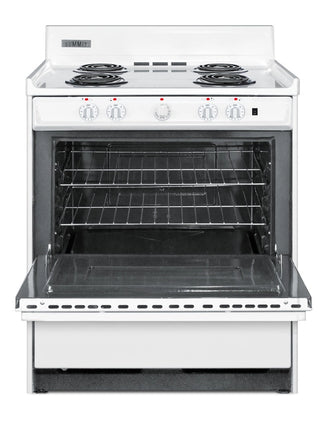 Summit WEM2171Q 30" ADA and HUD Qualified Electric Coil Top Range with Cord and Individual Burner Lights 