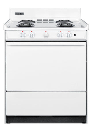 Summit WEM2171Q 30" ADA and HUD Qualified Electric Coil Top Range with Cord and Individual Burner Lights 