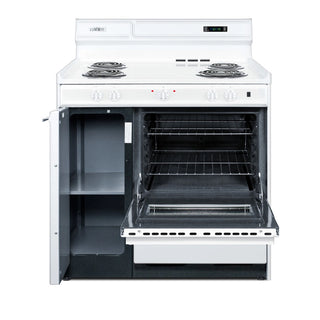Summit WEM430KW 36" Wide Electric Coil Top Range with Side Cabinet, Deluxe Backguard