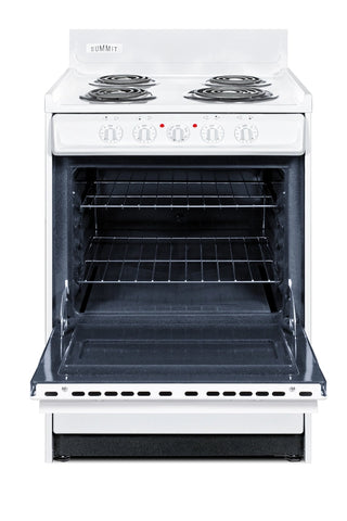 Summit WEM610 24" Wide Electric Coil Top Range with Low 23.2A Draw and Storage Drawer in White