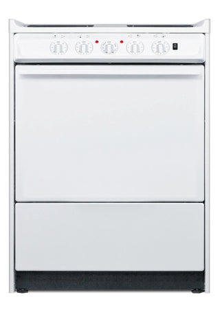 Summit WEM610R 24" Electric Coil Top Range with Low 23.2A Draw, Low Backguard and Storage Drawer 