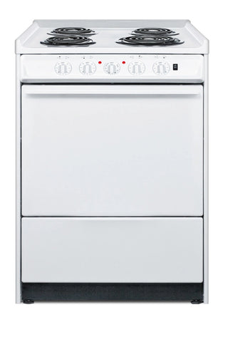 Summit WEM610R 24" Electric Coil Top Range with Low 23.2A Draw, Low Backguard and Storage Drawer 
