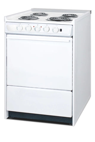 Summit WEM610R 24" Electric Coil Top Range with Low 23.2A Draw, Low Backguard and Storage Drawer 