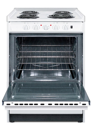 Summit WEM610R 24" Electric Coil Top Range with Low 23.2A Draw, Low Backguard and Storage Drawer 