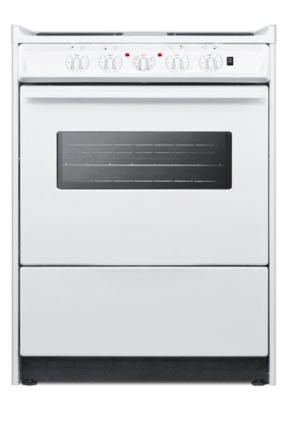 Summit WEM610RW 24" Electric Coil Top Range with Window, Low 23.2A Draw, Low Backguard 