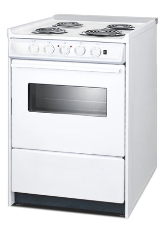 Summit WEM610RW 24" Electric Coil Top Range with Window, Low 23.2A Draw, Low Backguard 