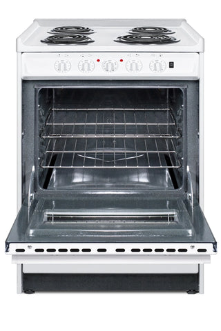 Summit WEM610RW 24" Electric Coil Top Range with Window, Low 23.2A Draw, Low Backguard 
