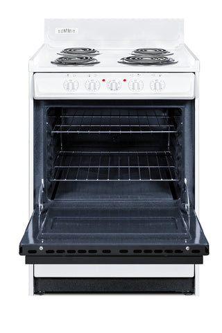Summit WEM630DK 24" Electric Coil Top Range with Deluxe Backguard, Clock Timer 