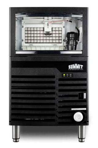 Summit BIM100 20-inch commercial ice machine open door showing interior on a white background