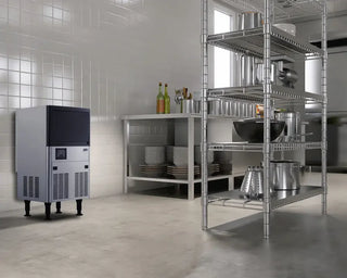 Summit Appliance BIM125 Medical Equipment ice maker with ice bin set on white background