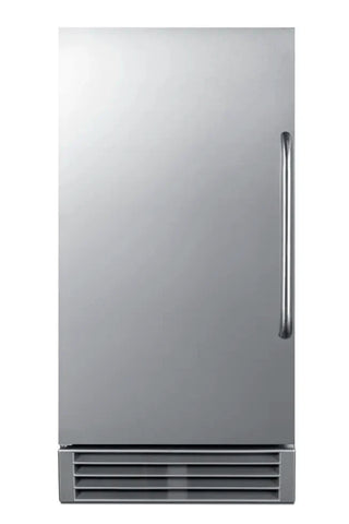 Summit BIM44GCSSADA 15-inch ADA-compliant built-in clear icemaker stainless steel front view on a white background