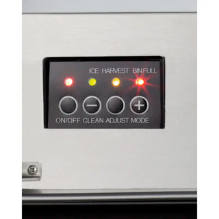 Summit BIM44GCSS Built-In 50 lb Clear Icemaker control panel detail view stainless steel