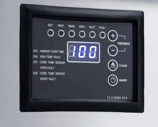 Summit BIM85 20-inch commercial undercounter ice machine control panel detail on a white background