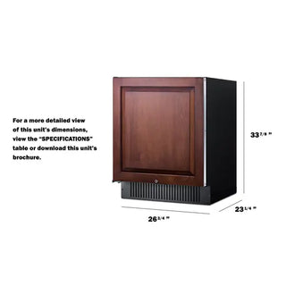 Summit FF27BSSIFLHD 27" Wide Built-In All-Refrigerator (Panel Not Included) 4.98 cu.ft.