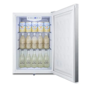 Summit FF31L7SS compact stainless steel medical refrigerator fully stocked view