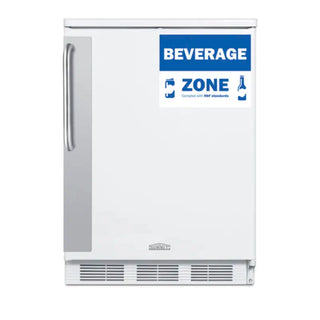 Summit FF6W7BZ 24" undercounter commercial refrigerator 5.5 cu.ft. NSF-7 white front view on a white background