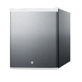 Summit FFAR25L7CSS compact stainless steel medical refrigerator angle view on a white background