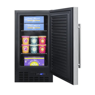 Summit 18 inch Built-In All-Freezer stainless steel full height view on white background