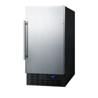 Summit 18 inch Built-In All-Freezer stainless steel angle view on white background
