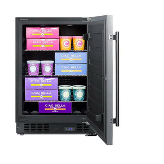 Summit SCFF53BCSS 24" built-in freezer stainless steel exterior full height view on white background