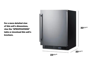 Summit SCFF53BSS 24" built-in freezer dimension specifications diagram on white background