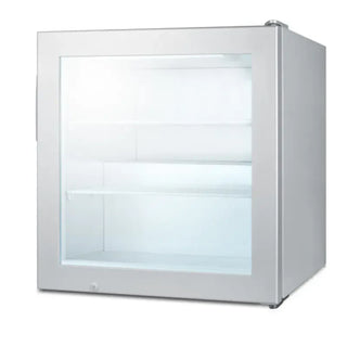 Summit SCFU386 Compact All-Freezer angled view in white on white background