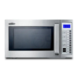 Summit Appliance SCM1100SS Countertop Microwave in stainless steel front view on white background