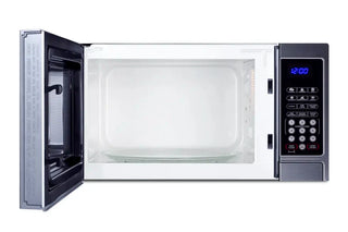 Summit Appliance Compact Microwave SCM853 with door open showing interior on white background