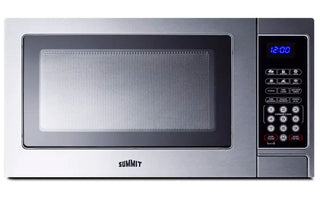 Summit Appliance Compact Microwave SCM853 front view in stainless steel on white background