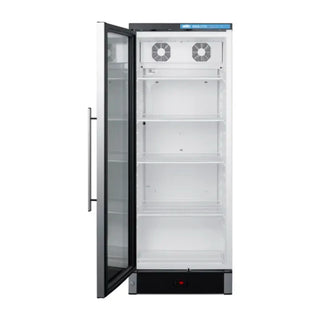 Summit Appliance SCR1154LHD Medical Refrigerator with door open showing interior shelves