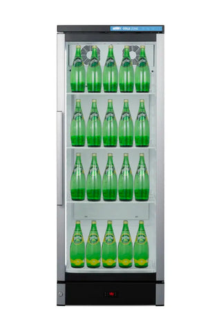 Summit Appliance 24 inch Wide Beverage Center full side view with glass door and handle