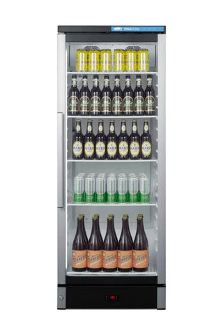 Summit Appliance 24 inch Wide Beverage Center complete unit with glass front on white background