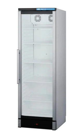 Summit Appliance SCR1301 Medical Refrigerator angled view white finish on white background