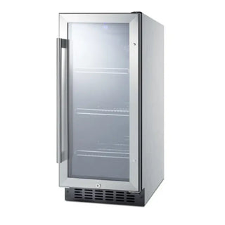 Summit Appliance SCR1536BGCSS Medical Refrigerator with glass door front view on white background