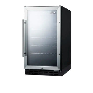 Summit Appliance SCR1841BADA Medical Refrigerator angle view with glass door on white background