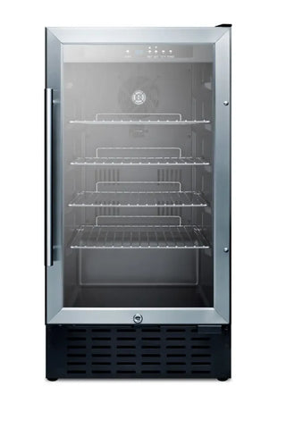 Summit Appliance SCR1841B Medical Refrigerator front view with glass door on white background