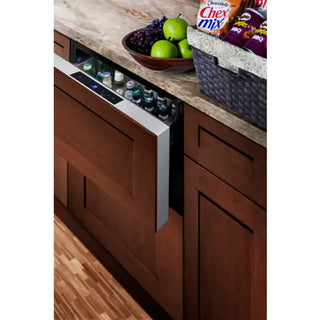 Summit SDR24 single drawer refrigerator with glass door in medical facility setting