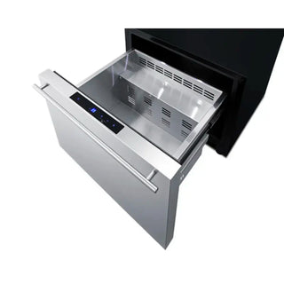 Summit Appliance SDR24 Medical Equipment refrigerator with door open showing interior shelves