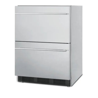 Summit Appliance SP6DBS2D7 24-inch 2-Drawer All-Refrigerator stainless steel angle view on white background