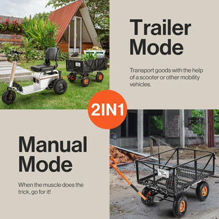 SuperHandy GUO109-NEW-FBA Towable Garden Cart Quick Dump System with 10" Tires