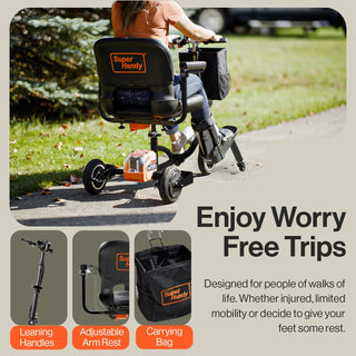 SuperHandy GUT140 Passport Plus Mobility Scooter - 48V 2Ah Battery, 330Lb Max Weight