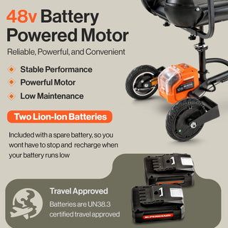 SuperHandy GUT140 Passport Plus Mobility Scooter - 48V 2Ah Battery, 330Lb Max Weight
