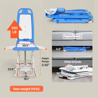 SuperHandy GUT195-FBA Portable Floor and Bath Liftwith Removable Panels (Spa Blue) – 330 lb Capacity