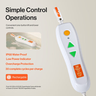 SuperHandy GUT197-FBA GoRise LT Portable Floor & Bath Lift – Pink Susan G. Komen® Edition – Lightweight (19 lbs)