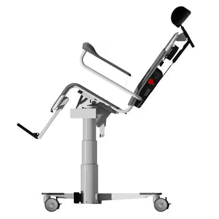 TR Equipment 0521000-US TR 1000 Battery Operated Shower Chair with adjustable headrest on a white background